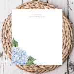 Blaues Hydrangea Wasserfarbe Personalisiert Notizblock<br><div class="desc">Dieses schöne Notizblock eine Aquarellfarbe Hydrangea Design in blau. Fügen Sie Ihre Personalisierung mithilfe des Vorlagenformulars hinzu. Um den Schriftart,  Stil oder Layout zu ändern,  wählen Sie die Option "Weiter anpassen".</div>