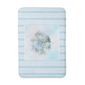 Blaues Hydrangea Wasserfarbe Streifen Badematte (Vorderseite Vertikal)