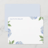 Blaues Hydrangea Wasserfarben-Blume, kundenspezifi Mitteilungskarte (Vorne/Hinten)