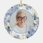 Blaues Hydrangea-Wasserfarben-Gedächtnis Keramik Ornament (Hinten)