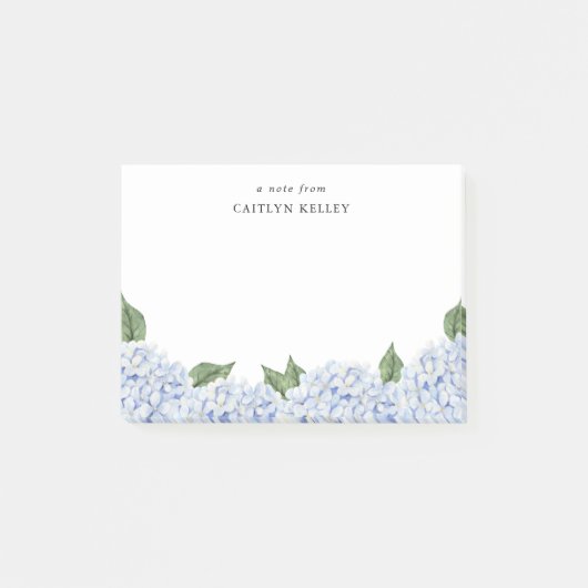 Blaues Hydrangea Wasserfarben-Grenze Medium Custom Post-it Klebezettel (Vorderseite)