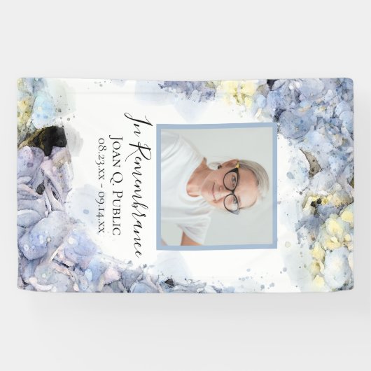 Blaues Hydrangea Wasserfarbenfeier Banner (Horizontal)