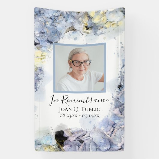 Blaues Hydrangea Wasserfarbenfeier Banner (Vertikal)