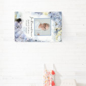 Blaues Hydrangea Wasserfarbenfeier Banner (InSitu)