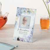 Blaues Hydrangea Wasserfarbenfeier Sockelschild (In SItu)