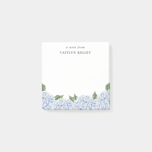 Blaues Hydrangea Wasserfarbengrenze Kleine, benutz Post-it Klebezettel (Vorderseite)