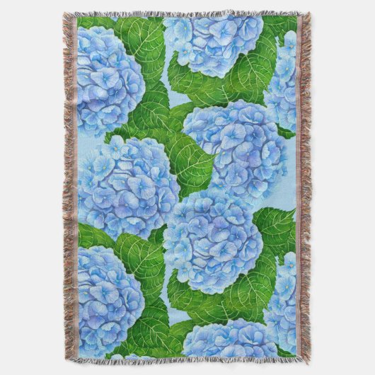 Blaues Hydrangea-Wasserfarbenmuster Decke (Vorderseite Vertikal)