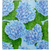 Blaues Hydrangea-Wasserfarbenmuster Duschvorhang (Vorderseite)