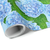 Blaues Hydrangea-Wasserfarbenmuster Geschenkpapier (Rolleneckpunkt)