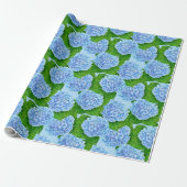 Blaues Hydrangea-Wasserfarbenmuster Geschenkpapier (Ungerollt)