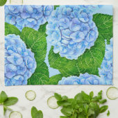 Blaues Hydrangea-Wasserfarbenmuster Geschirrtuch (Gefaltet)