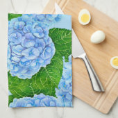 Blaues Hydrangea-Wasserfarbenmuster Geschirrtuch (Viertel Falte)