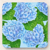 Blaues Hydrangea-Wasserfarbenmuster Getränkeuntersetzer (Vorderseite)