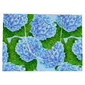 Blaues Hydrangea-Wasserfarbenmuster Große Geschenktüte (Rückseite)