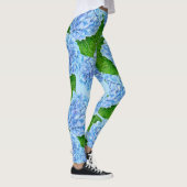 Blaues Hydrangea-Wasserfarbenmuster Leggings (Rechts)