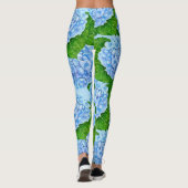 Blaues Hydrangea-Wasserfarbenmuster Leggings (Rückseite)