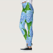 Blaues Hydrangea-Wasserfarbenmuster Leggings (Links)