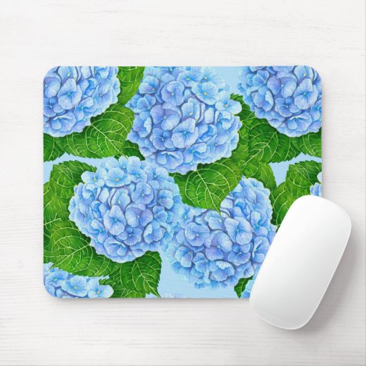 Blaues Hydrangea-Wasserfarbenmuster Mousepad (Mit Mouse)