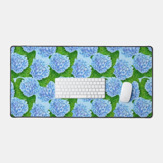 Blaues Hydrangea-Wasserfarbenmuster Schreibtischunterlage (Tastatur & Maus)