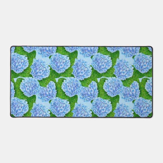 Blaues Hydrangea-Wasserfarbenmuster Schreibtischunterlage (Vorderseite)