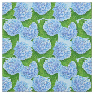 Blaues Hydrangea-Wasserfarbenmuster Stoff