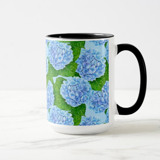 Blaues Hydrangea-Wasserfarbenmuster Tasse (Rechts)
