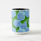 Blaues Hydrangea-Wasserfarbenmuster Tasse (Zentrum)