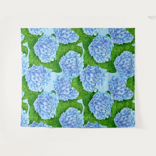 Blaues Hydrangea-Wasserfarbenmuster Wandteppich (Vorderseite (Horizontal))