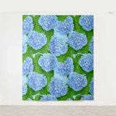 Blaues Hydrangea-Wasserfarbenmuster Wandteppich (Vorderseite)