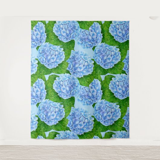 Blaues Hydrangea-Wasserfarbenmuster Wandteppich (Vorderseite)