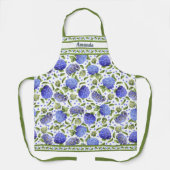 Blaues Hydrangeas Botanisches Muster Personalisier Schürze (Vorderseite)