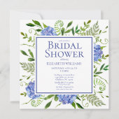 Blaues Hydrangeas-Brautparty Einladung (Vorderseite)