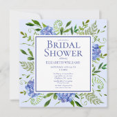 Blaues Hydrangeas-Brautparty Einladung (Vorderseite)