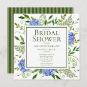 Blaues Hydrangeas-Brautparty Einladung (Vorne/Hinten)