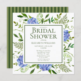 Blaues Hydrangeas-Brautparty Einladung