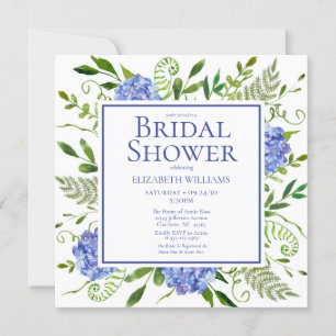 Blaues Hydrangeas-Brautparty Einladung