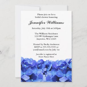 Blaues Hydrangeas-Brautparty Einladung