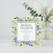 Blaues Hydrangeas-Brautparty Einladung (Stehend Vorderseite)