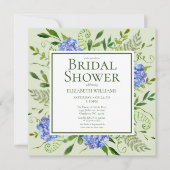 Blaues Hydrangeas-Brautparty Einladung (Vorderseite)