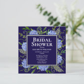 Blaues Hydrangeas-Brautparty Einladung (Stehend Vorderseite)
