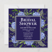 Blaues Hydrangeas-Brautparty Einladung (Vorderseite)