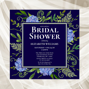 Blaues Hydrangeas-Brautparty Einladung