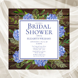 Blaues Hydrangeas-Brautparty Einladung