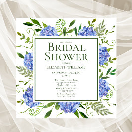 Blaues Hydrangeas-Brautparty Einladung