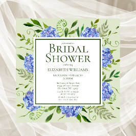 Blaues Hydrangeas-Brautparty Einladung