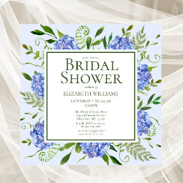 Blaues Hydrangeas-Brautparty Einladung