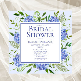 Blaues Hydrangeas-Brautparty Einladung