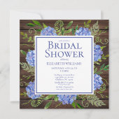 Blaues Hydrangeas-Brautparty Einladung (Vorderseite)