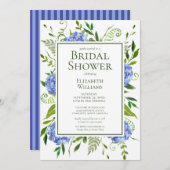 Blaues Hydrangeas-Brautparty Einladung (Vorne/Hinten)