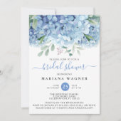 Blaues Hydrangeas Brautparty in Aquarellfarben Einladung (Vorderseite)